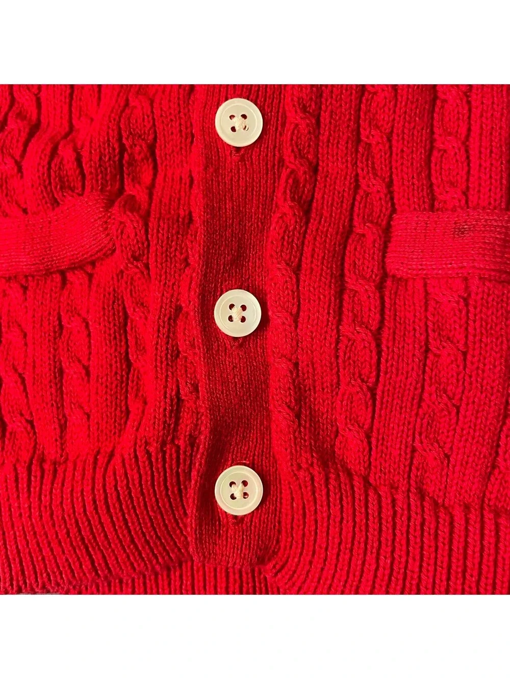 Ralph Lauren Red Cable Knit Cotton Cardigan Toddler Sweater 2T